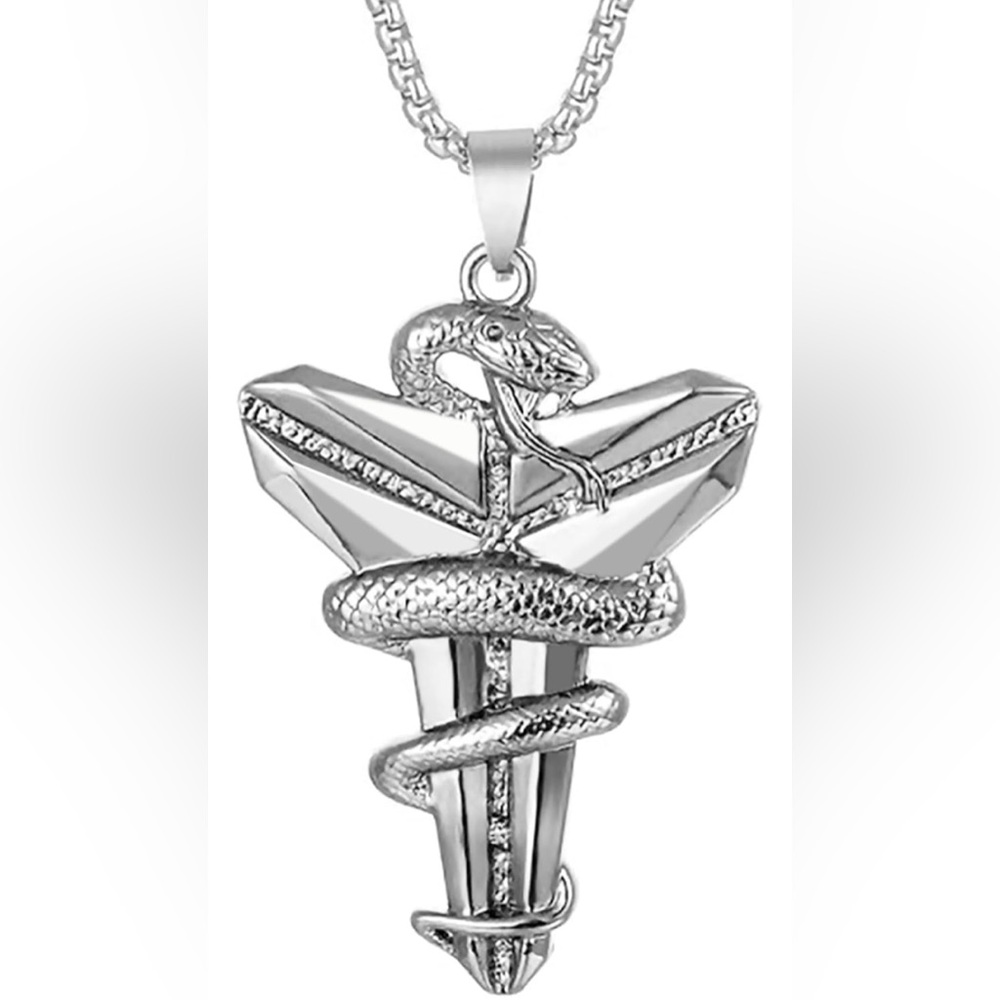 Commemorative Kobe Bryant Black Mamba Stainless Steel Pendant Necklace - Picture 6 of 7